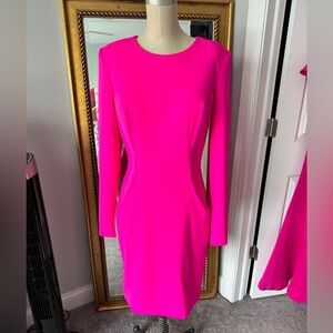 Ashley Lauren scuba hot pink dress